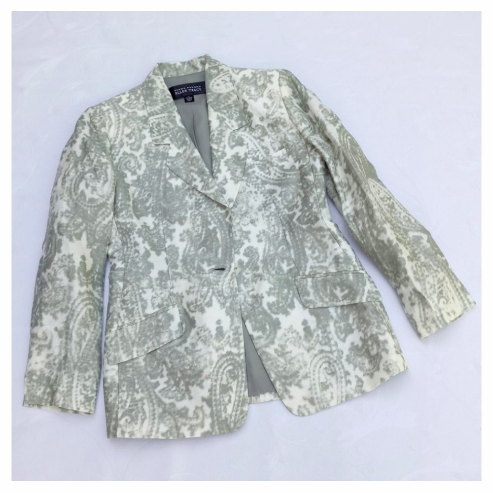 Linda Allard Ellen Tracy Size 4 Linen Silk Blazer